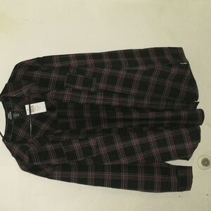 Social collision black and red studded skull flannel